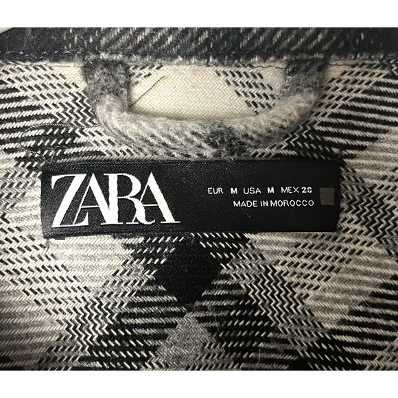 Zara Black and White Plaid Wool Blend Oversized Shirt Jacket M Comfy Shacket - Picture 6 of 9